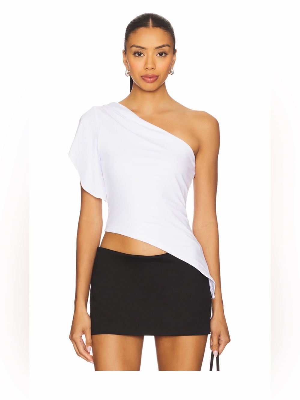 superdown White Asymmetric One-Shoulder Top